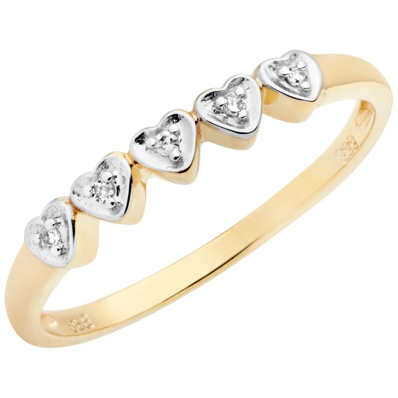 Aveny Signature 5 Hjerte Diamant Ring 8 Karat Guld