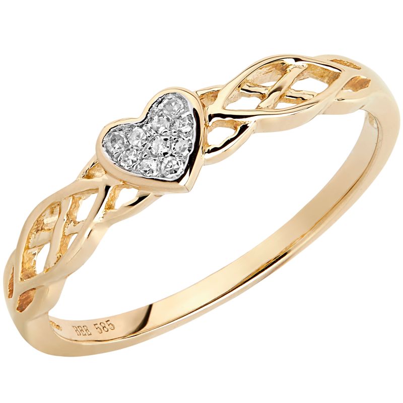 Aveny Signature Hjerte Flet Diamant Ring 14 Karat Guld