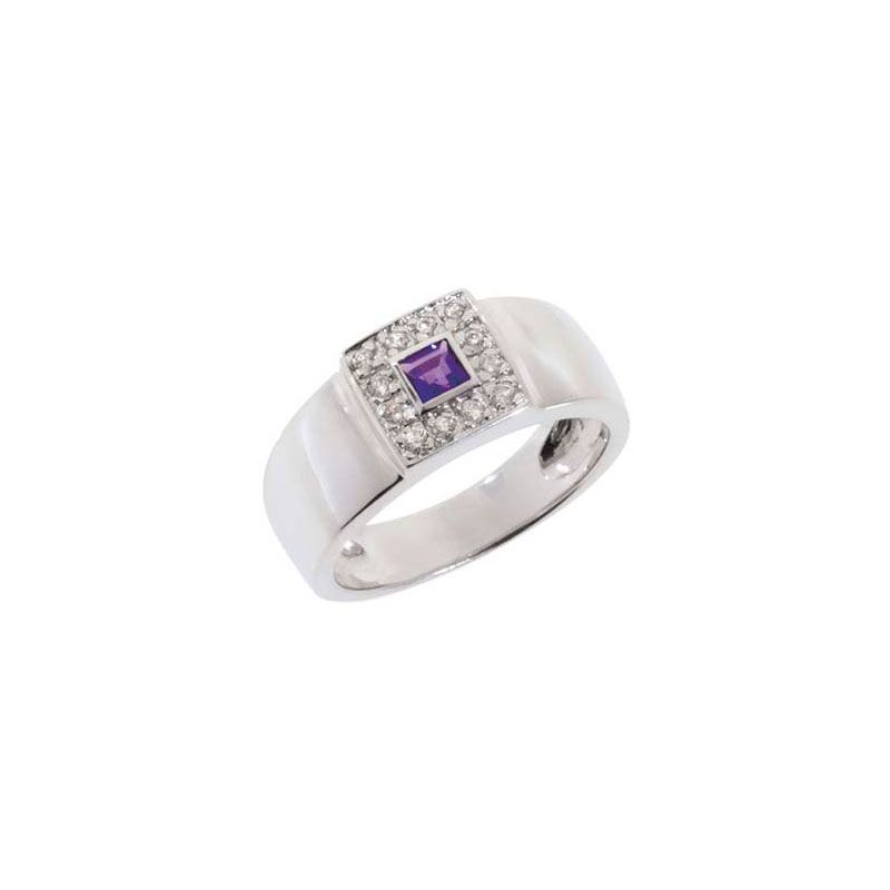 Aveny Signature Ametyst Zirkonia Ring 8 Karat Hvidguld