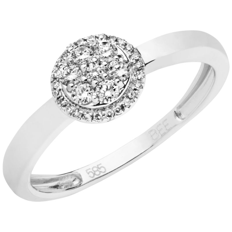 Aveny Deluxe Roset Diamant Ring 14 Karat Hvidguld