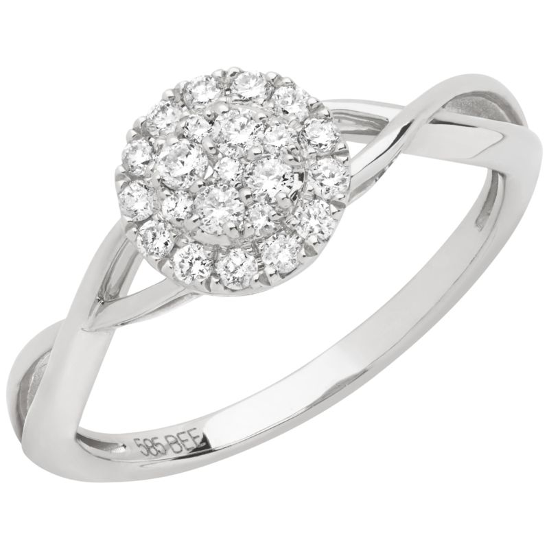 Aveny Deluxe Snoet Diamant Roset Ring Karat Hvidguld